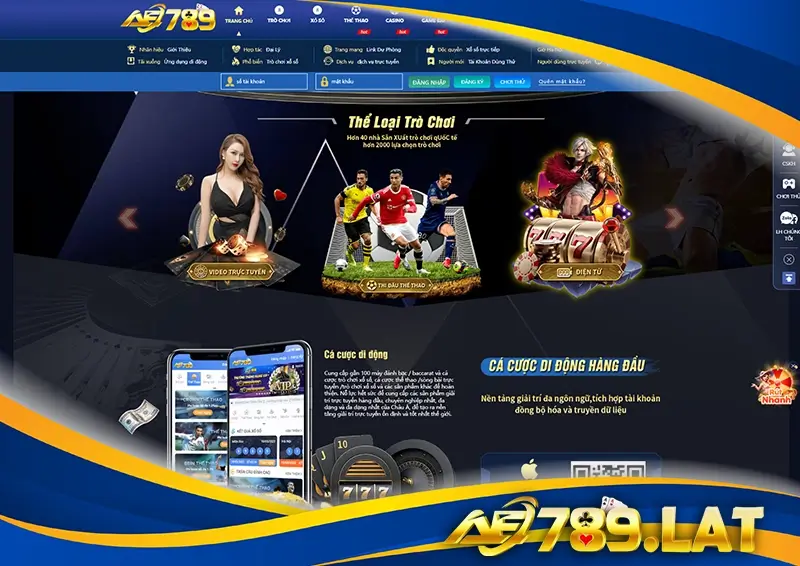 Dịch vụ nổi bật tại AE789: cá cược thể thao, casino trực tuyến, game bài và xổ số.